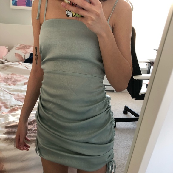 Nasty Gal The Ruche-ure is Ours satin mini dress. - Picture 2 of 4